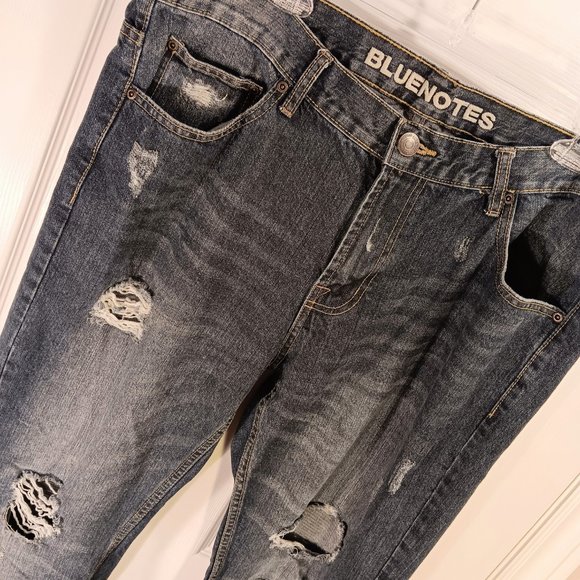 Bluenotes Tall Jeans Slim Distressed Blue Men's Size 38 Long Inseam 32 - Picture 8 of 16